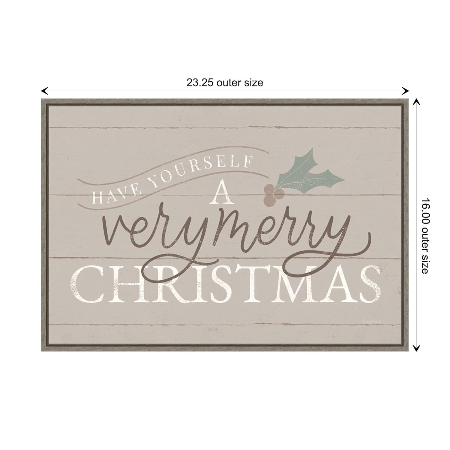 23" x 16" Vintage Christmas IV Neutral Framed Wall Canvas - Amanti Art