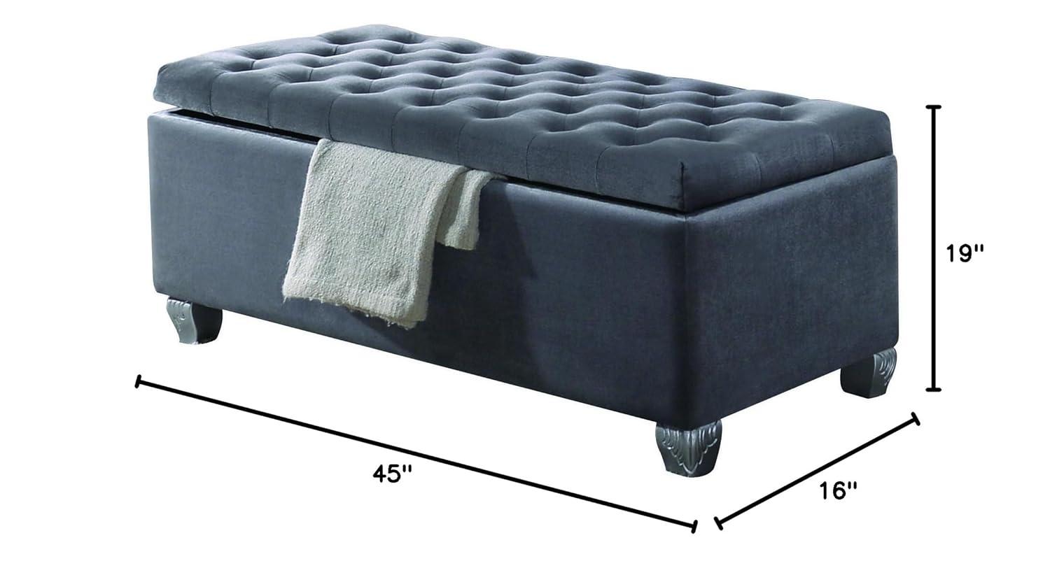 ACME Rebekah Fabric Tufted Upholstered Bench with Storage in Gray