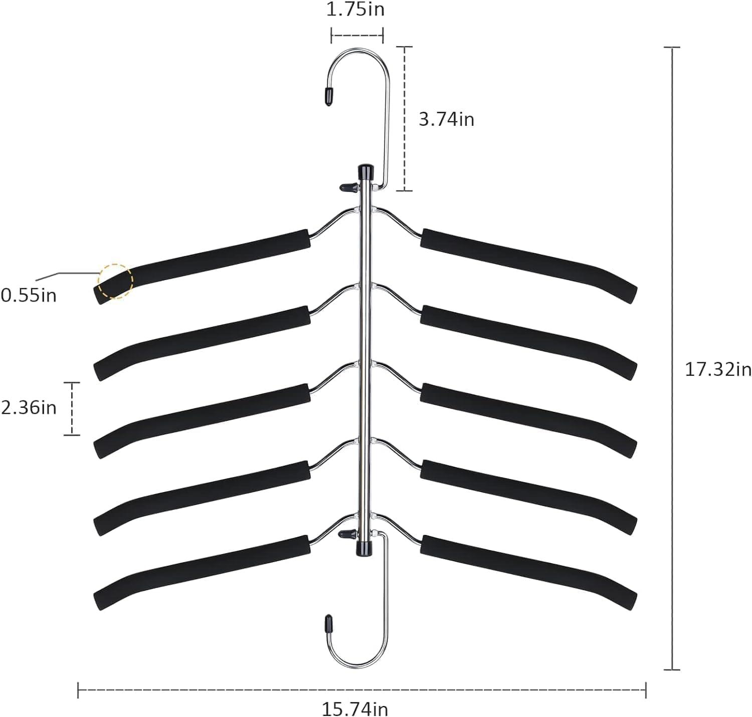 Philisa 5-Tier Black Foam and Stainless Steel Non-Slip Hanger