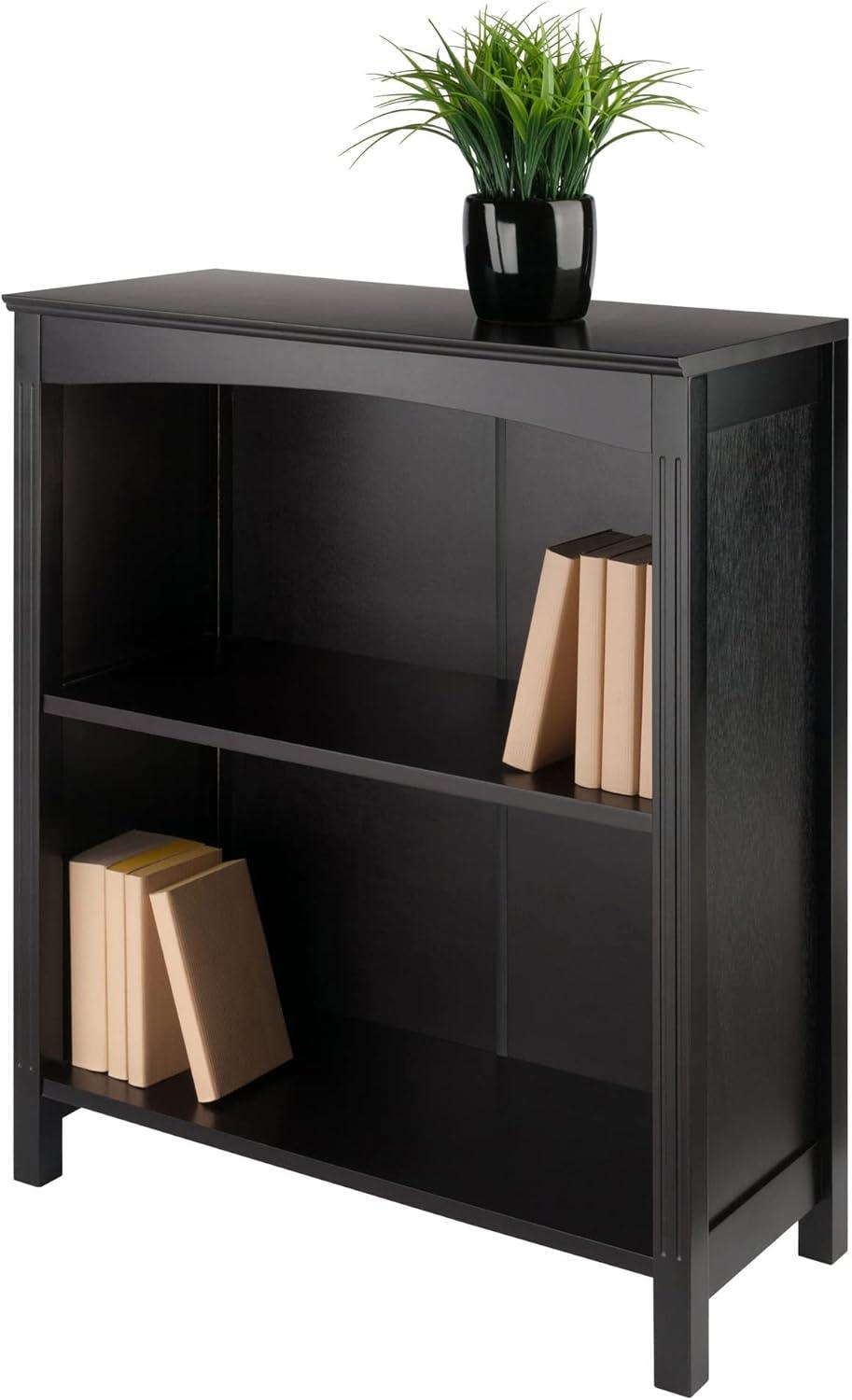 Espresso Brown Transitional 3-Tier Wood Bookshelf