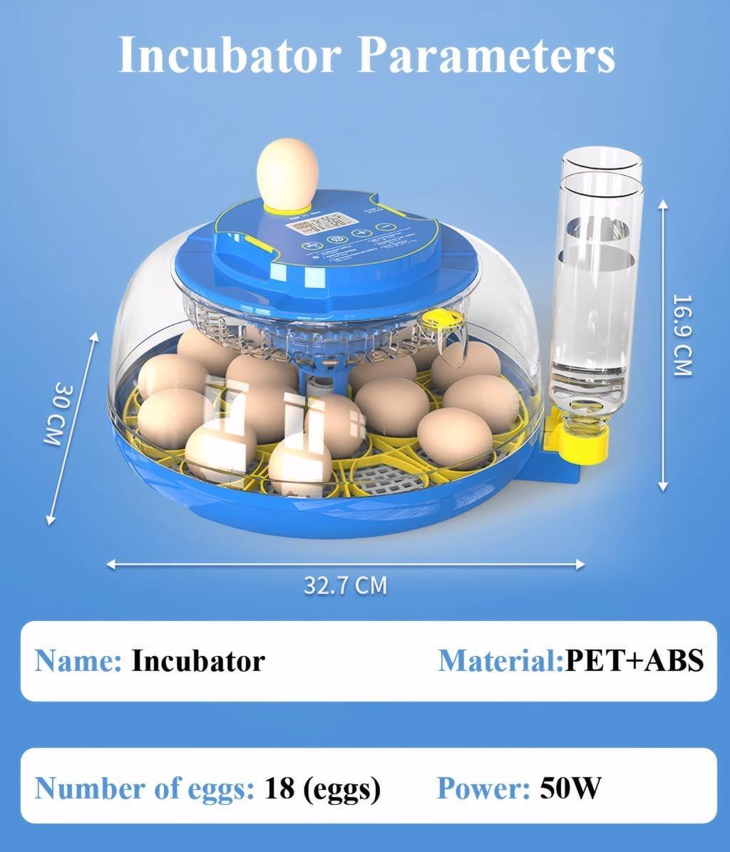 18 Egg Incubators for Hatching Eggs,Egg Incubator with Precise Humidity & Temperature Control,Incubators for Auto Egg Turning,Auto Water Add,Egg Candler,Applicable to Chicken,Goose,Duck,Quail