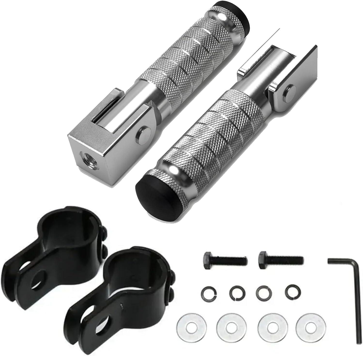 XINGWU M8 Motorcycle Foot Pegs 90 Degree Foldable Footpegs CNC Anti-Skid Footrest Universal for Yamaha Honda Suzuki Aprilia Electric Car Motorbike Mini Bike Dirt Pit Bike Passenger Pedal (Black)