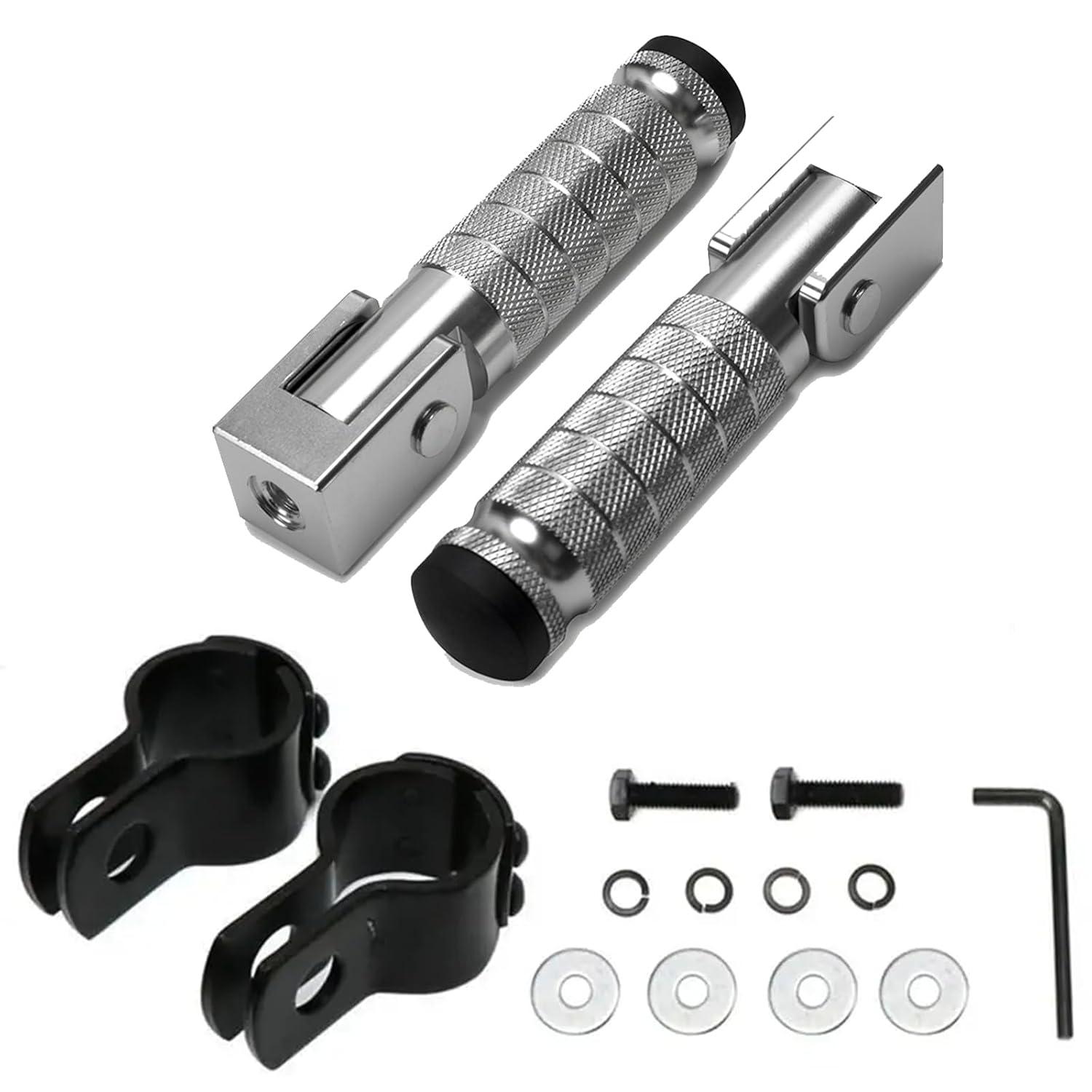 XINGWU M8 Motorcycle Foot Pegs 90 Degree Foldable Footpegs CNC Anti-Skid Footrest Universal for Yamaha Honda Suzuki Aprilia Electric Car Motorbike Mini Bike Dirt Pit Bike Passenger Pedal (Black)