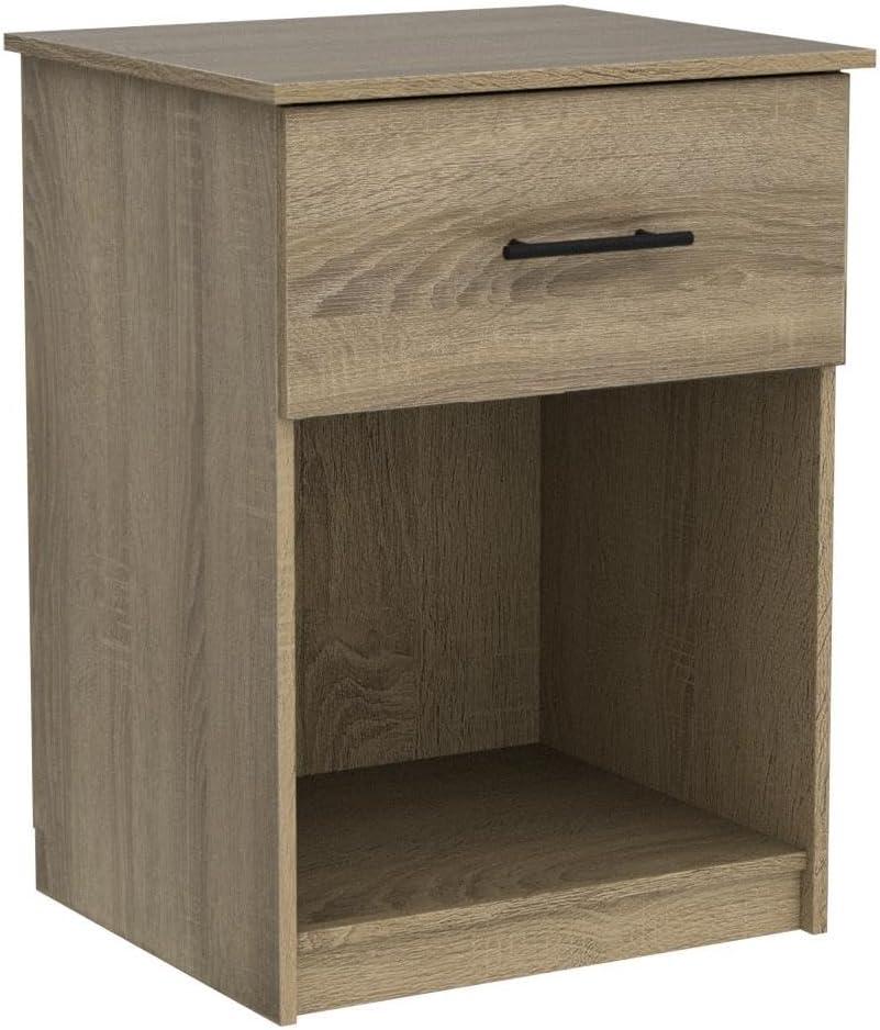 Furinno 2PCS Mid-Century Nightstand Multipurpose End Table Accent Side Table W/Drawer & Open Storage Cube for Bedroom,Living Room,French Oak Grey