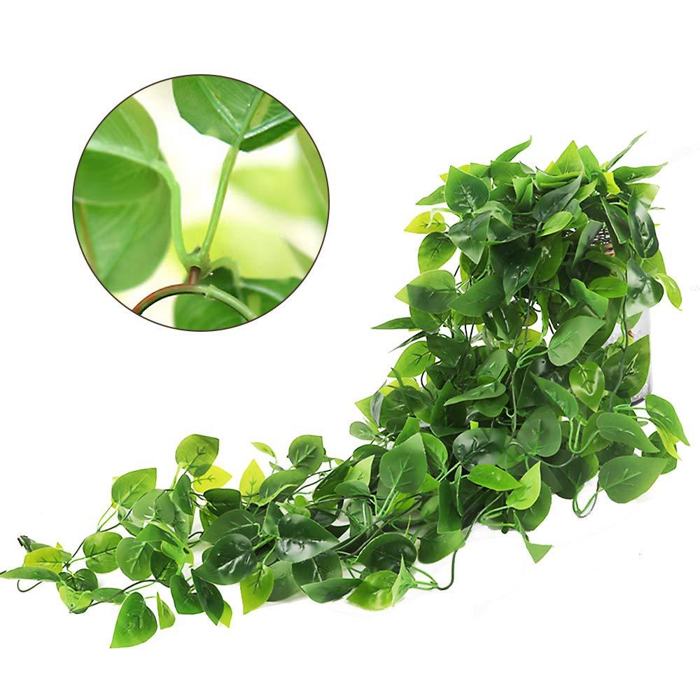 2pcs Artificial Hanging Plants 3.6ft Fake Ivy Vine Fake Ivy Leaves for Wedding Wall House Room Patio Indoor Outdoor Home Shelf Office Decor (No Baskets) A