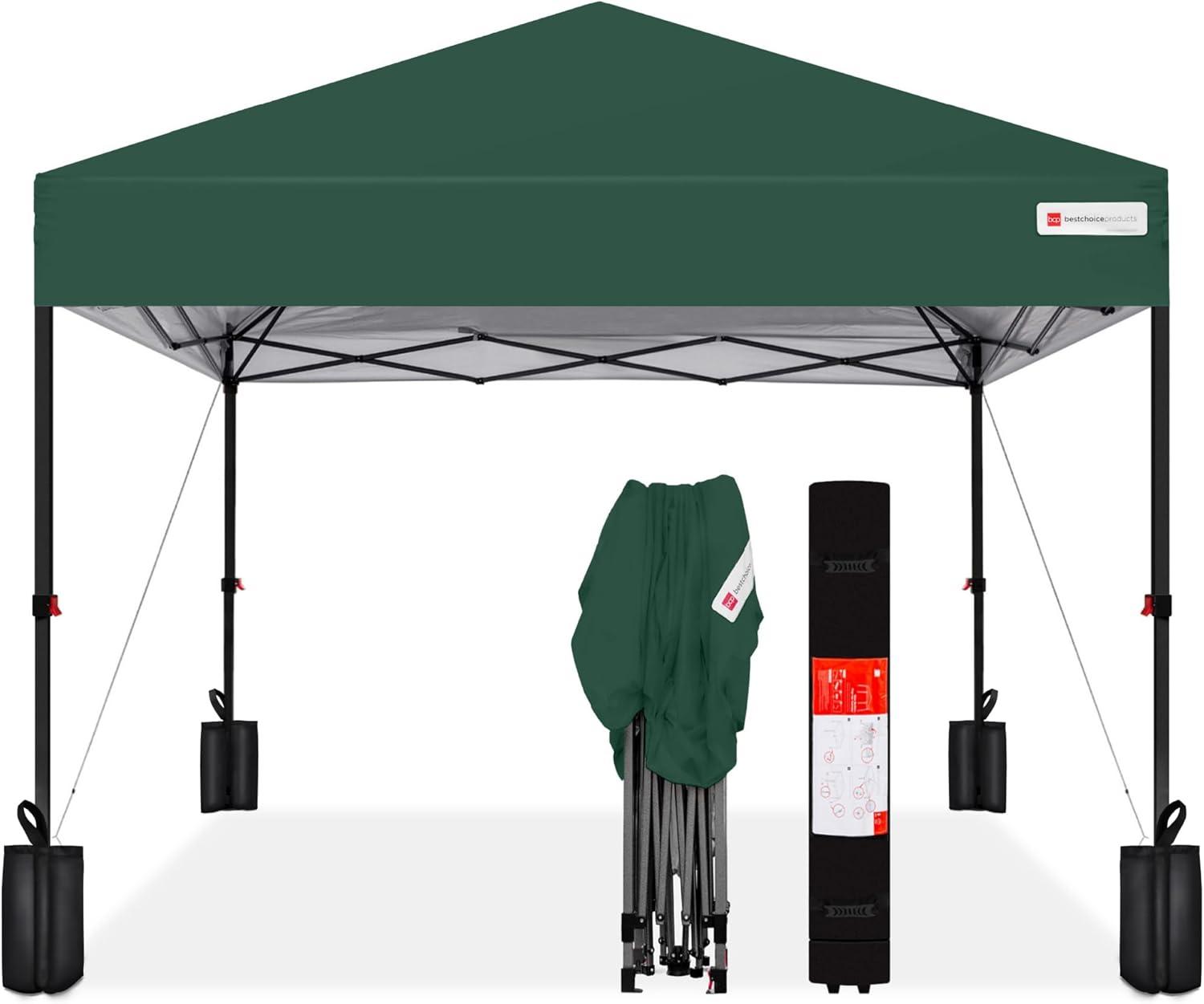 Best Choice Products Best Choice Products Easy Setup Pop Up Canopy W/ 1-Button Setup, Wheeled Case, 4 Weight Bags