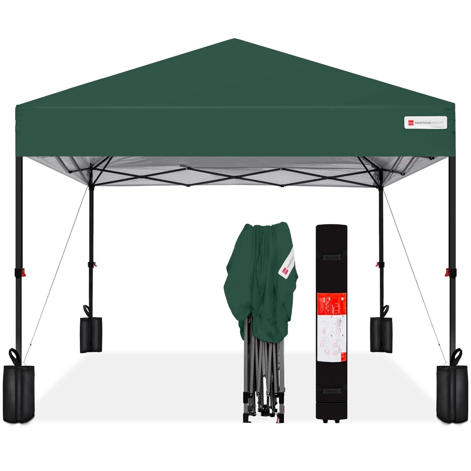Best Choice Products Best Choice Products Easy Setup Pop Up Canopy W/ 1-Button Setup, Wheeled Case, 4 Weight Bags