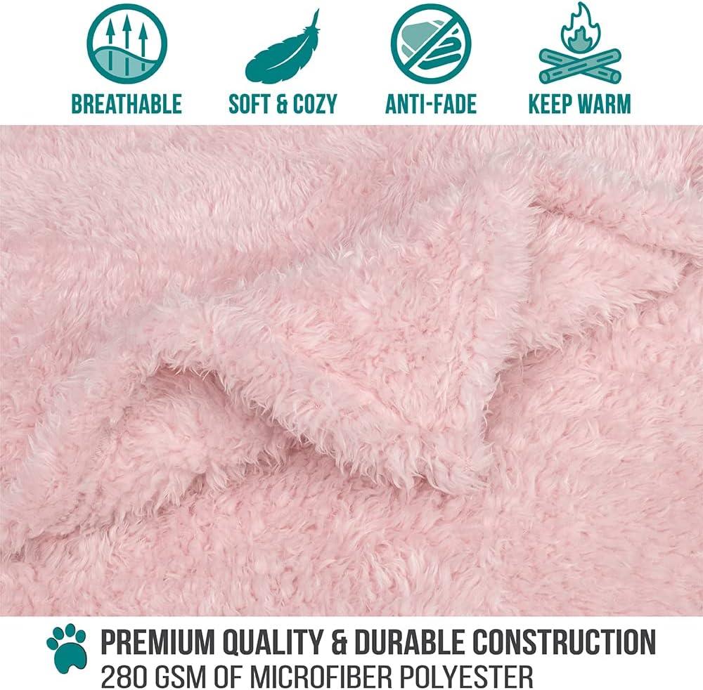 PetAmi Fluffy Dog Blanket for Pet Cat Puppy Kitten, Faux Shearling Soft Fleece Throw, Plush Reversible Washable Couch Cover