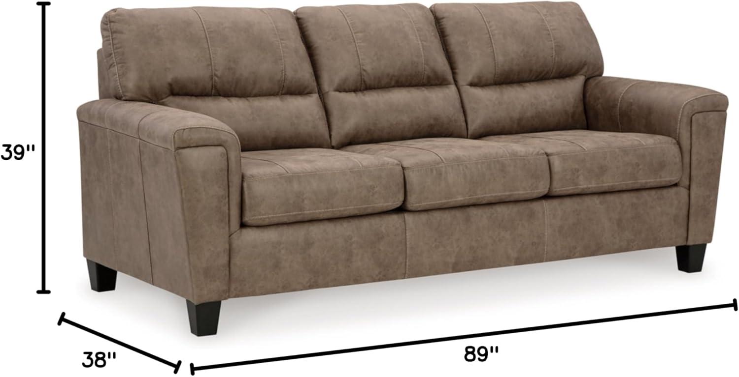 Fossil Brown Faux Leather Queen Sleeper Sofa with Memory Foam