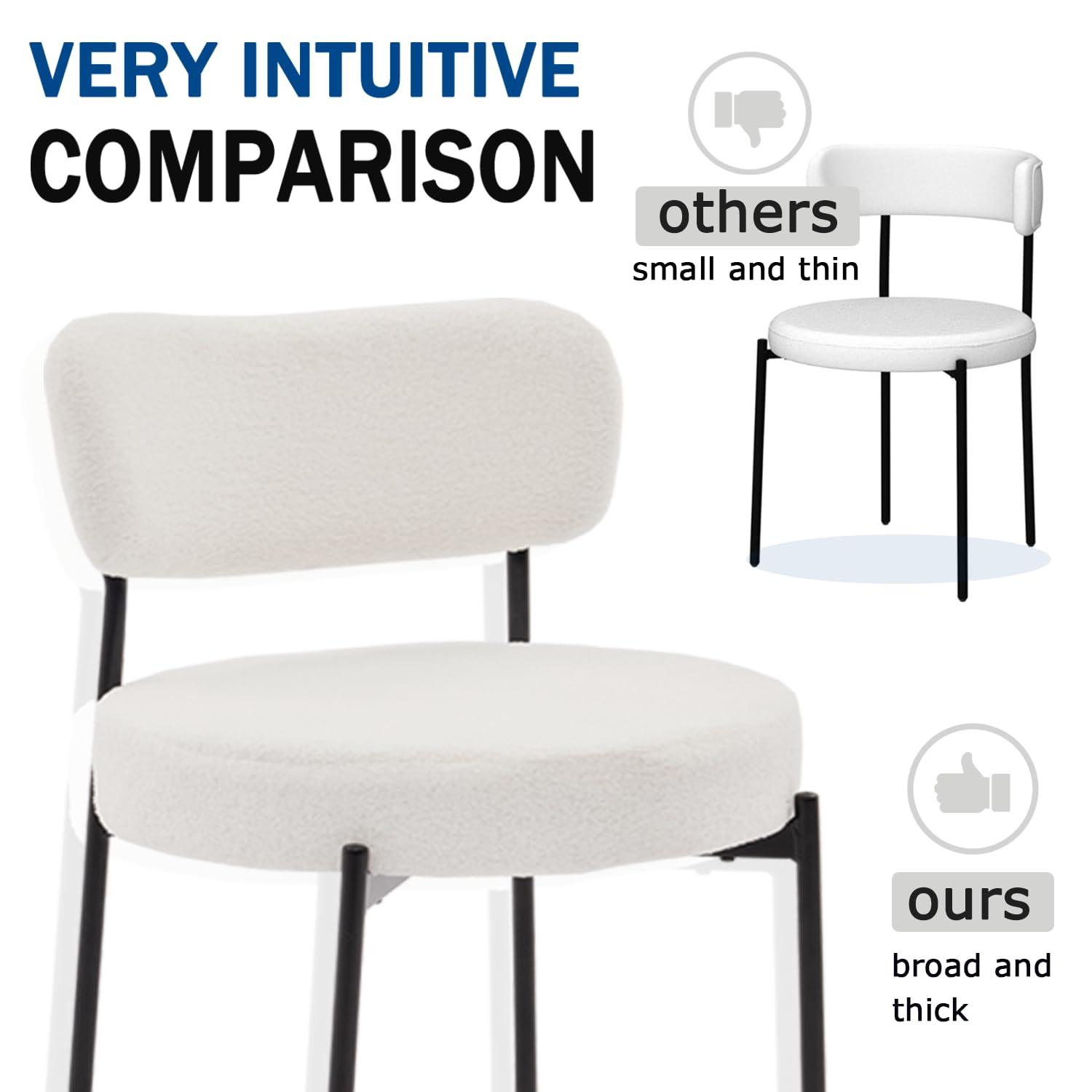 XINMICS White Dining Chairs Boucle Dining Room Chair Set of 2