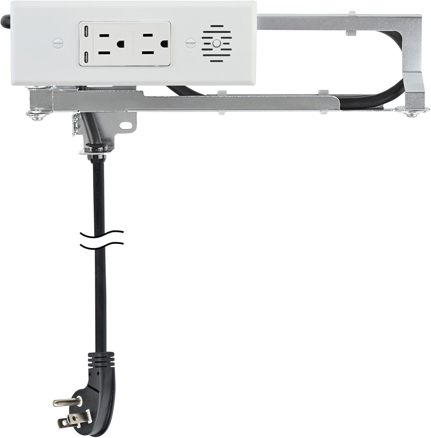 White Tamper Resistant In-Drawer Outlet with USB-C Ports