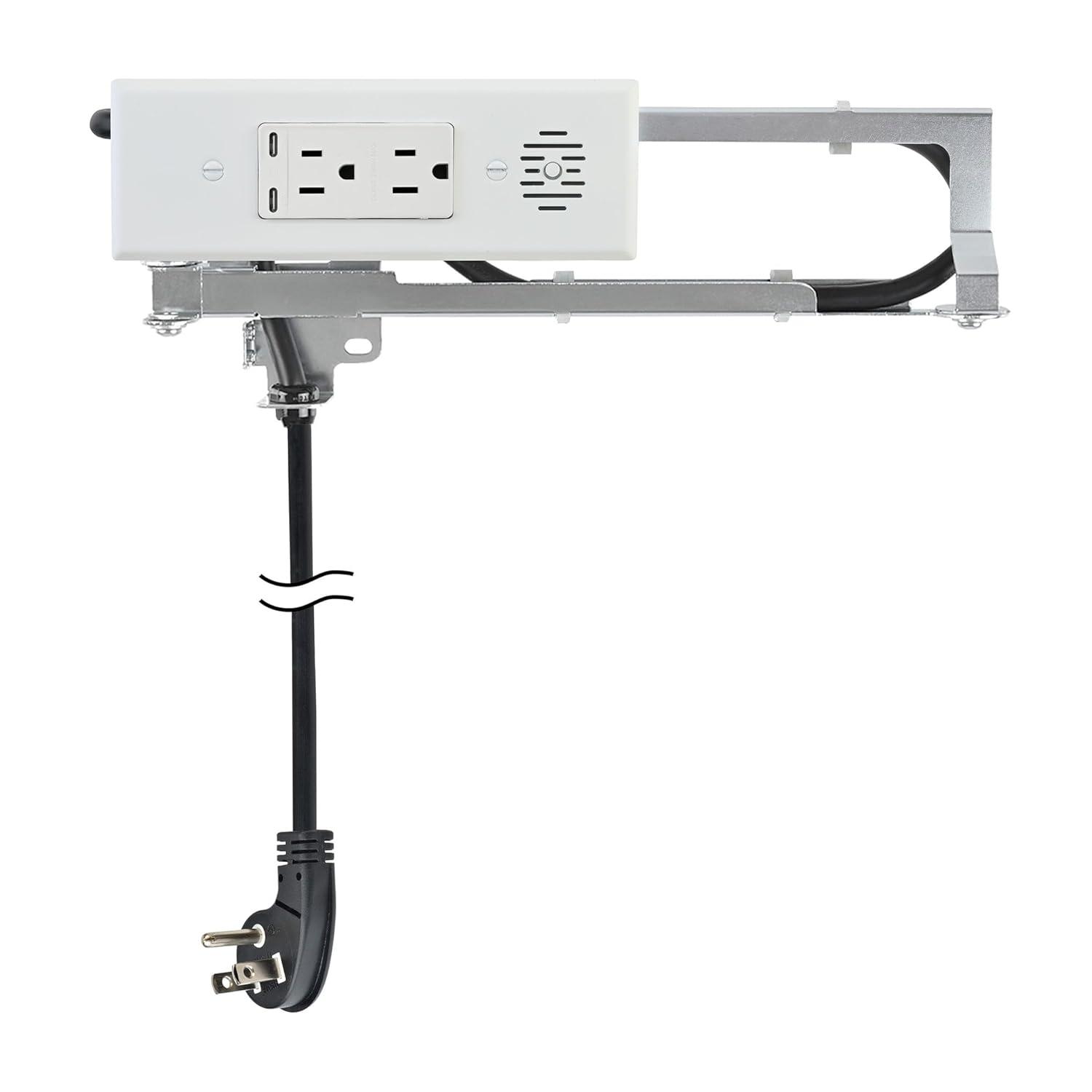 White Tamper Resistant In-Drawer Outlet with USB-C Ports