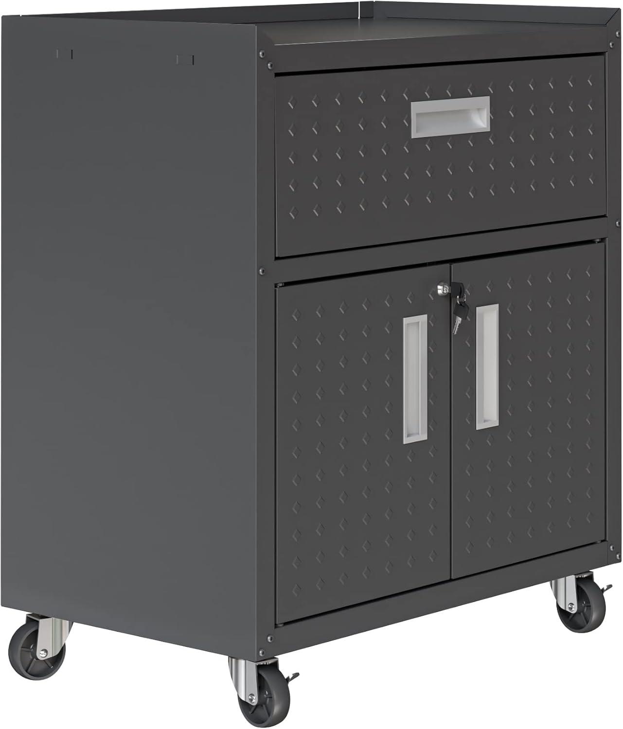 Manhattan Comfort Floating Metal Garage Cabinet Charcoal, Gray