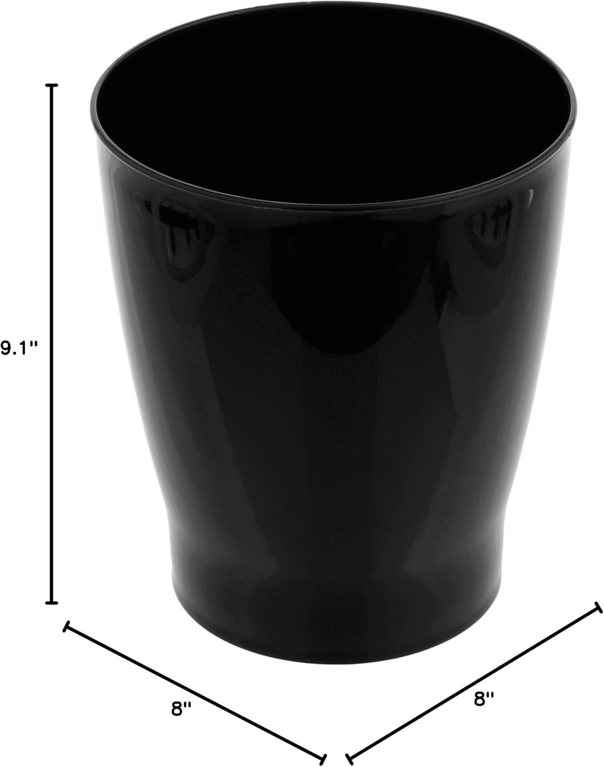 Black High-Gloss Plastic Wastebasket for Kitchen and Bathroom