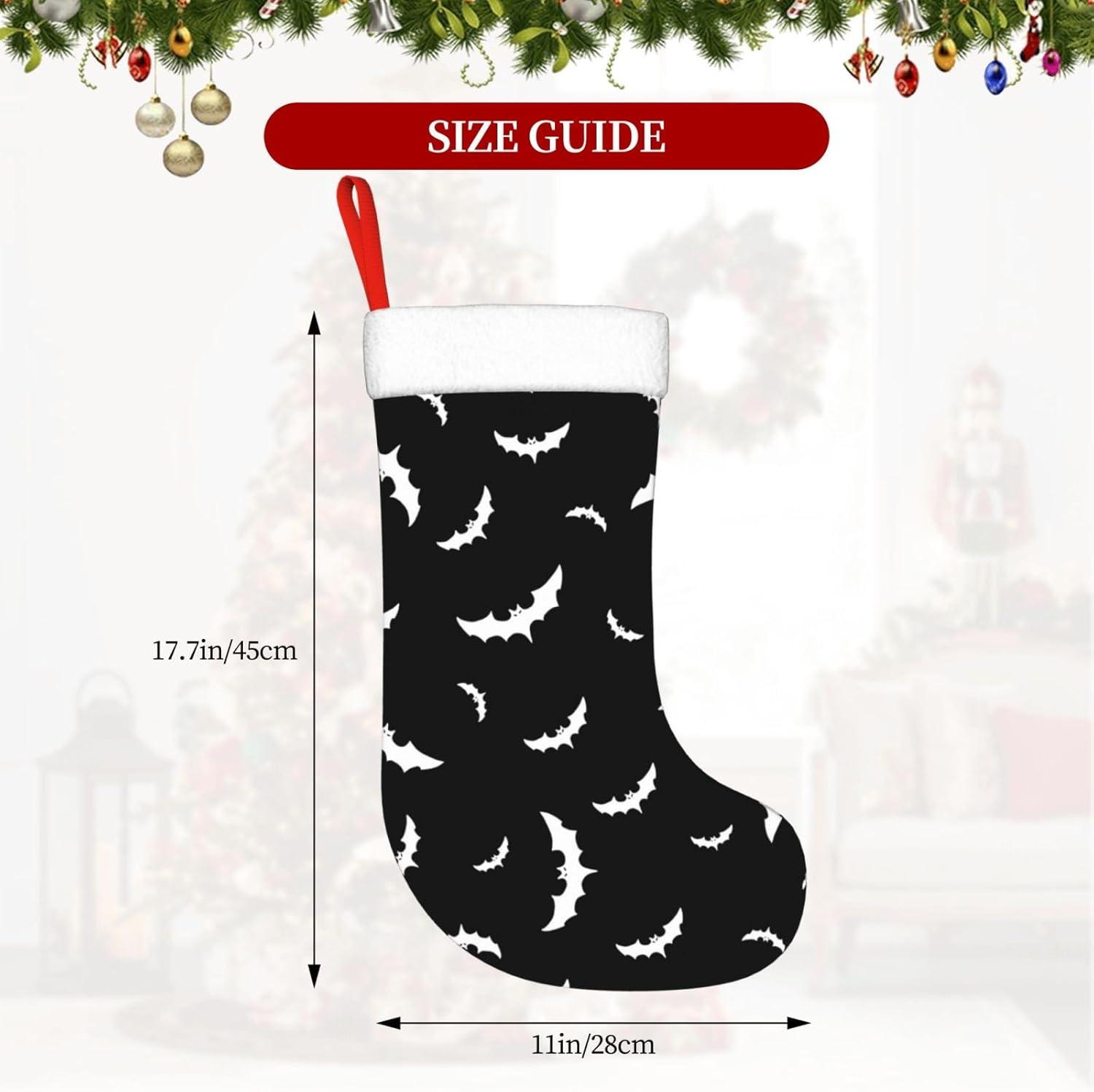 Mint Green Bat Silhouette Christmas Stocking with Plush Cuff