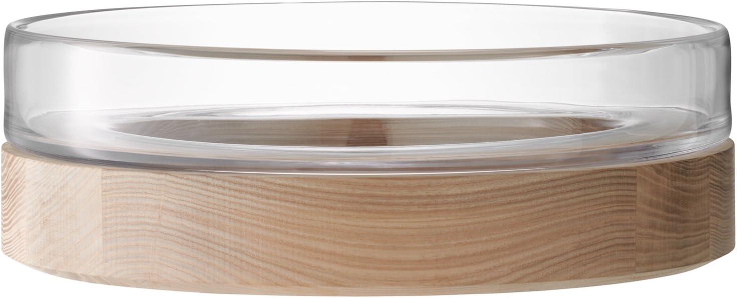 Contemporary Handmade Glass & Ash Wood Fruit/Salad Bowl 12.25"