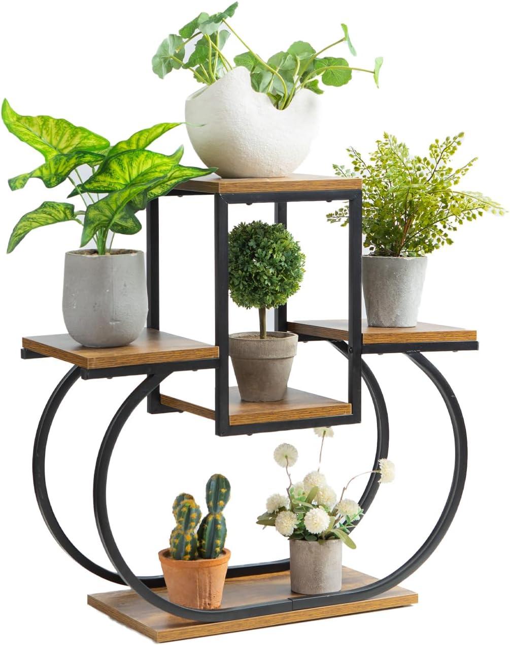 CHPHI Wood Plant Stand - Tiered Indoor/Outdoor Heart Shape Plant Stand for Multiple Plants, Living Room