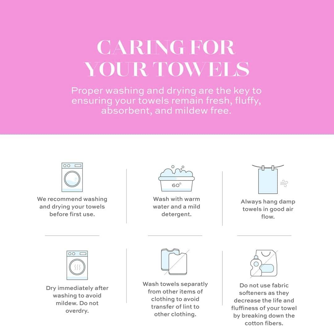 Casa Copenhagen White Bay, 6 Pieces Towel Set- White with Grey and Beige Border, 600 GSM, 2Bath, 2Hands, 2Washcloths Egyptian Cotton Towel for Hotel Spa Kitchen Bathroom Kitchen & Shower