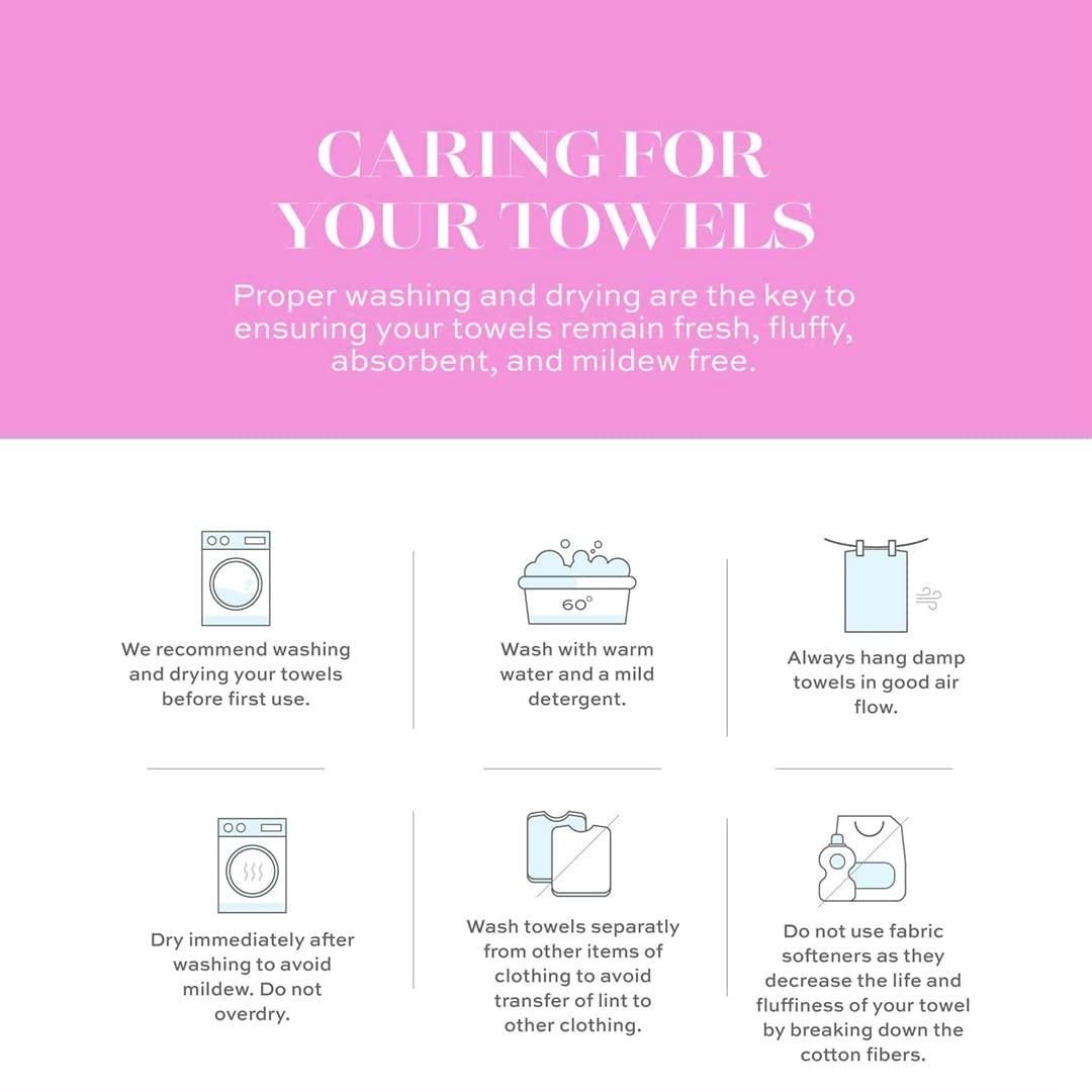 Casa Copenhagen White Bay, 6 Pieces Towel Set- White with Grey and Beige Border, 600 GSM, 2Bath, 2Hands, 2Washcloths Egyptian Cotton Towel for Hotel Spa Kitchen Bathroom Kitchen & Shower