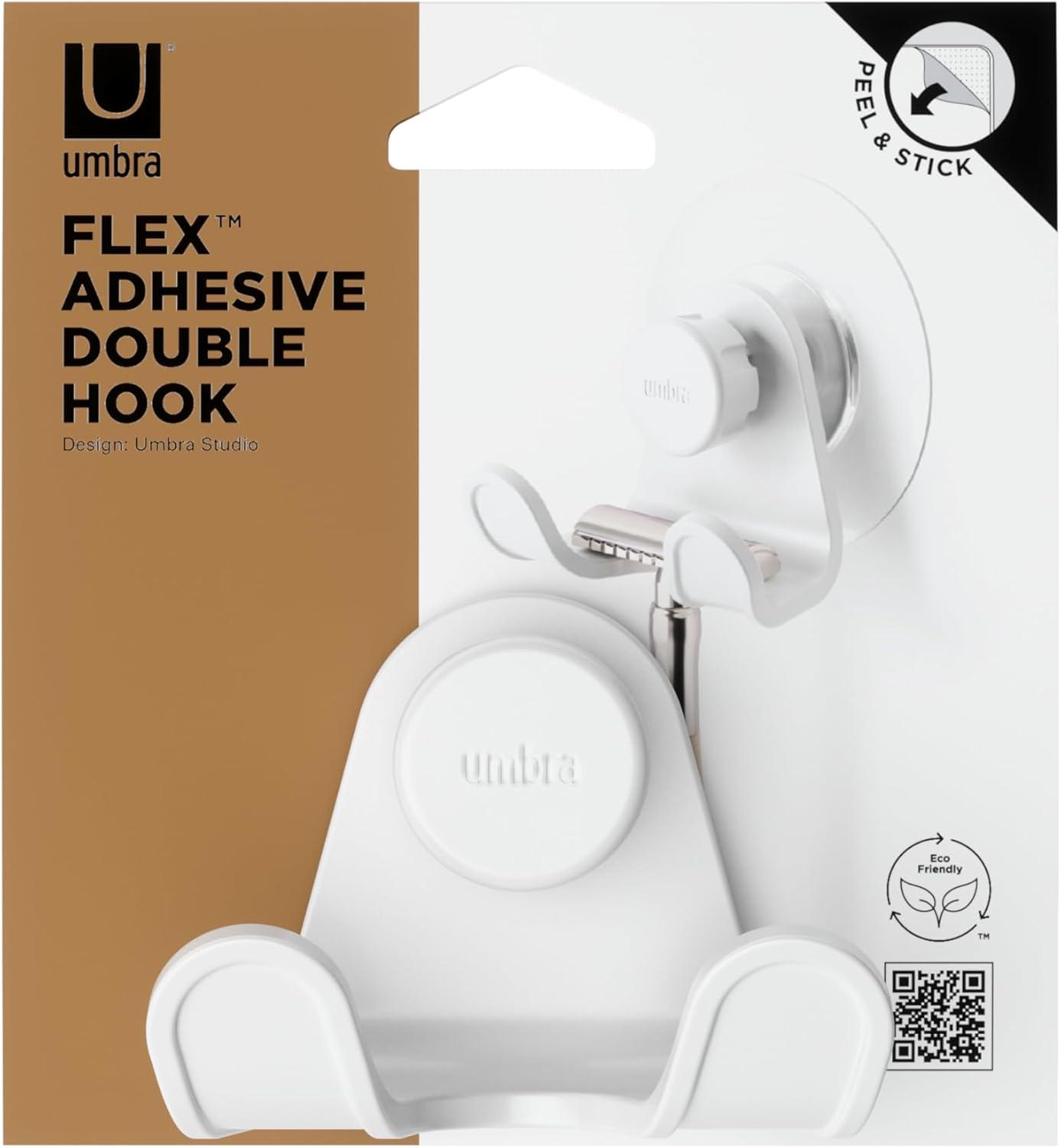 White Adjustable Plastic Double Wall Hook