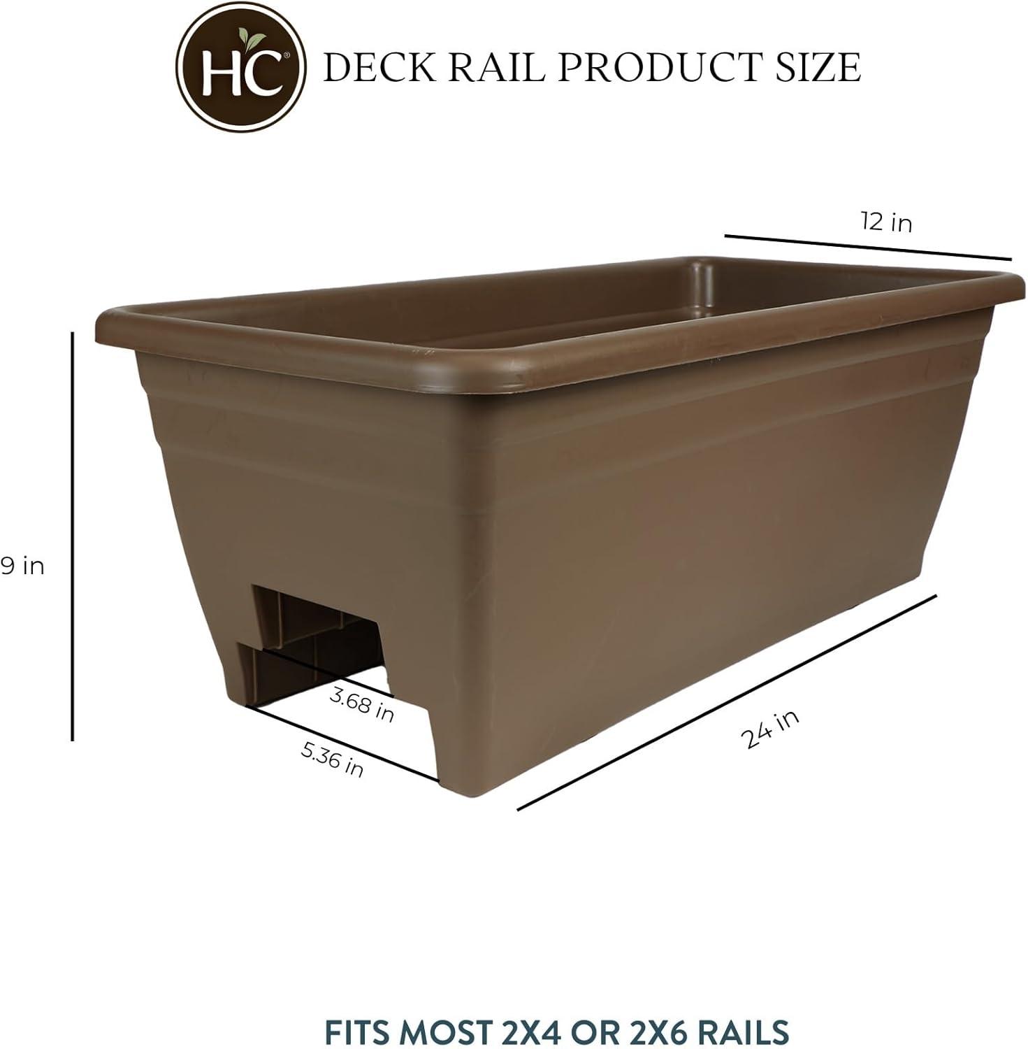 HC Companies SPX24DB0E2112-Inch Outdoor Durable Plastic Deck Planter Box for Flowers, Vegetables, and Succulents, Chocolate