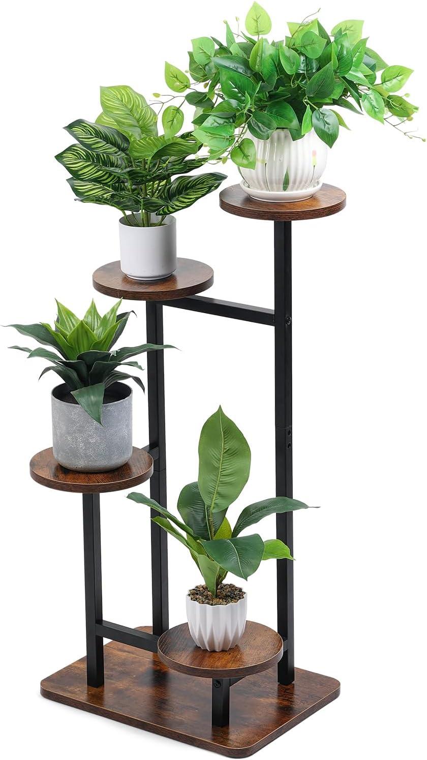 4 Tier Plant Stand Indoor,Tiered Plant Stands For Indoor Multiple Plants,Tiered Planter Shelf Rack Iron Potted Flower Pot Holder Stands For Patio, Garden, Corner, Balcony, Living Room