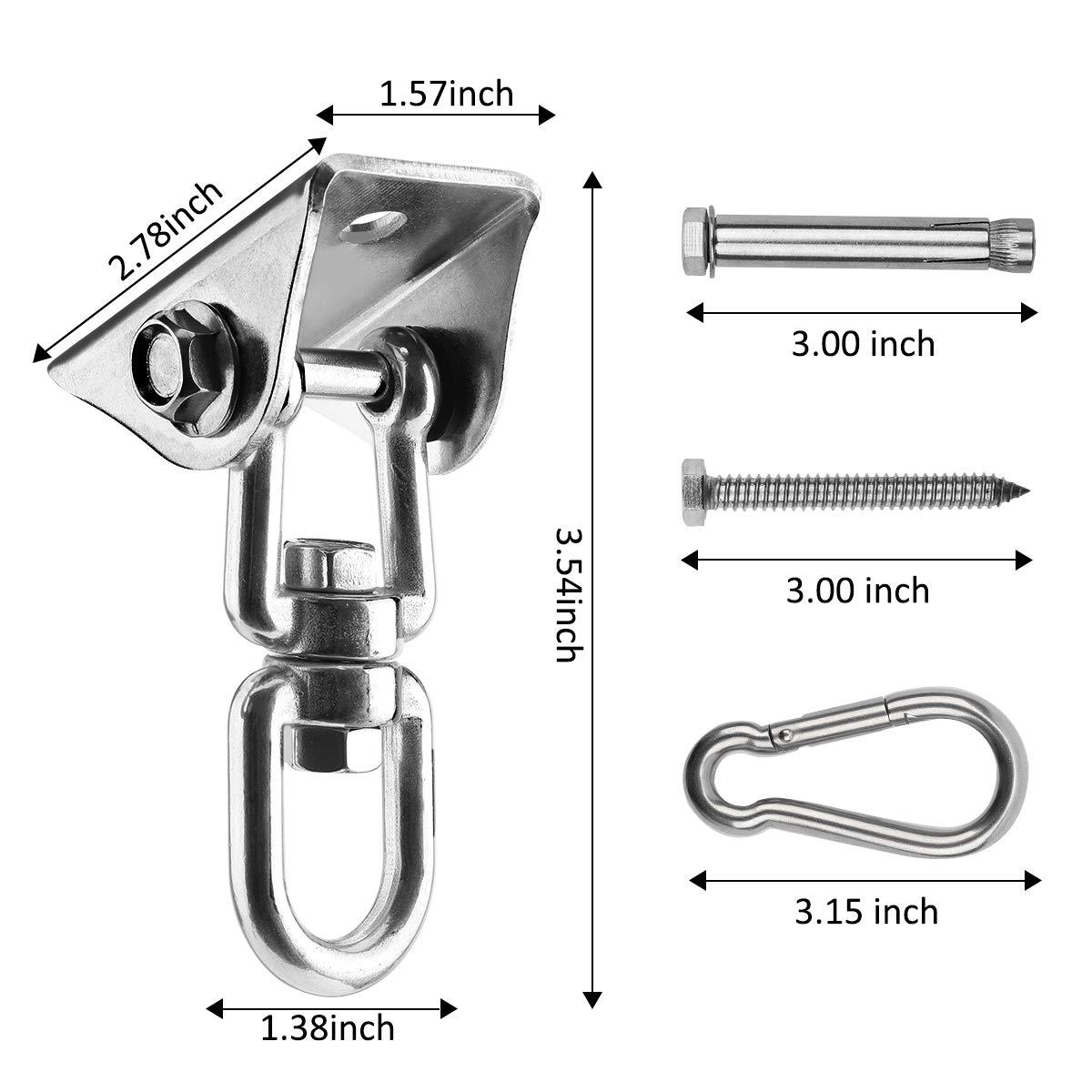 Hammock Hanging Kit, 1000 lb Capacity Heavy Duty 360° Rotate Swing Ultra Durable Hooks for Swing, Chair, Multiple Indoor Outdoor Gym