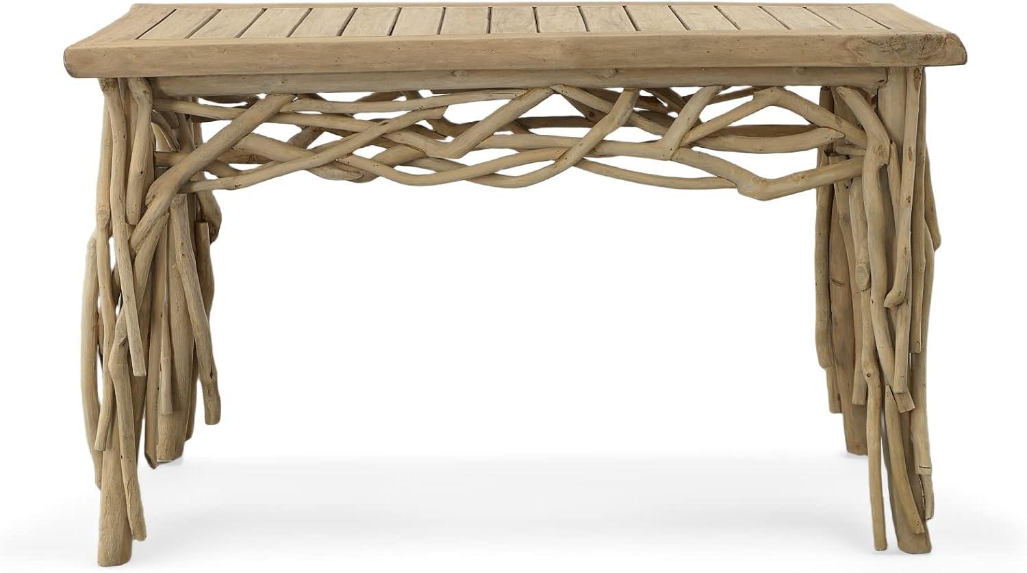 Farmhouse Branch Console Table, Natural Teak
