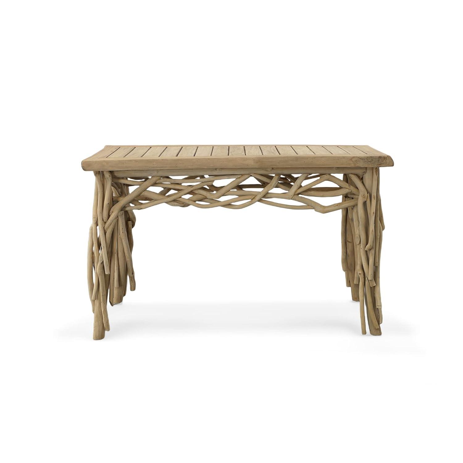 Farmhouse Branch Console Table, Natural Teak