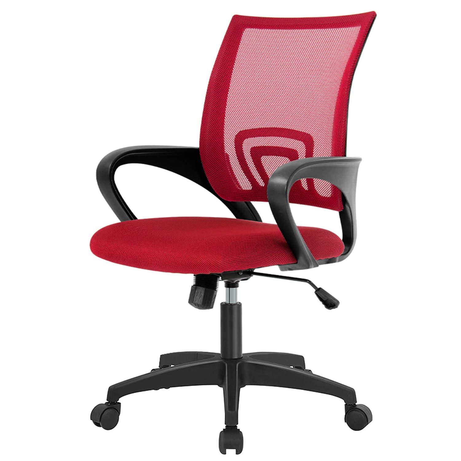 MarketLane Home Office Chair Ergonomic Desk Chair Mesh Computer Chair with Lumbar Support Armrest Executive Rolling Swivel Adjustable Mid Back Task Chair for Women Adults(Red)