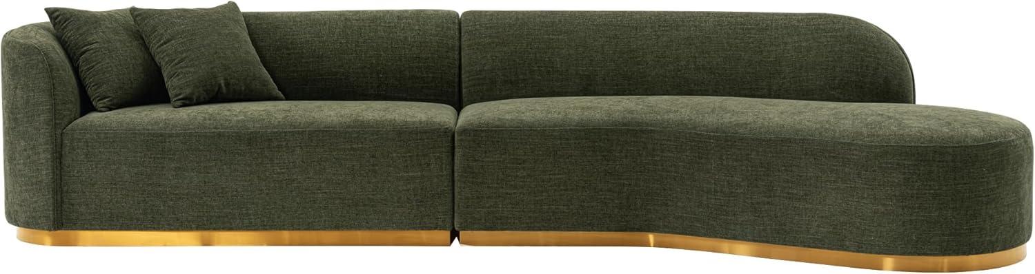 131.89" Daria Linen Upholstered Sofa Sectional with Pillows Olive Green - Manhattan Comfort