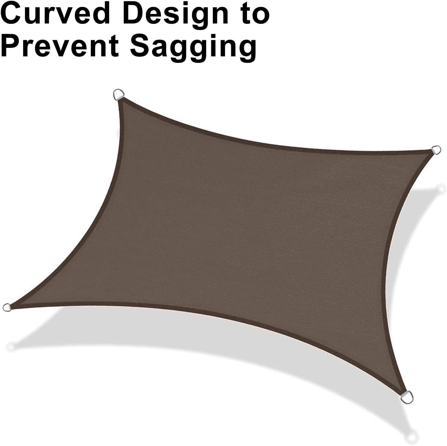 LOVE STORY Sun Shade Sail 6.5' x 10' Brown Rectangle Canopy UV Block Cover for Outdoor Patio Backyard Garden (We Make Custom Size)