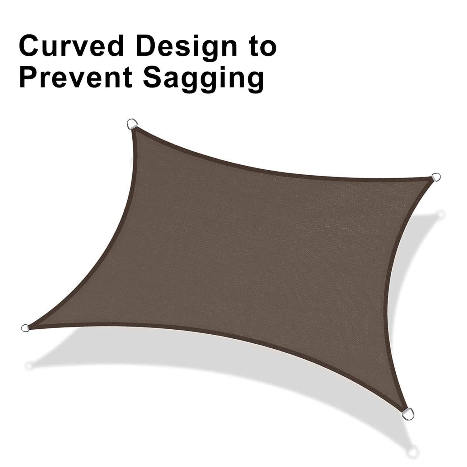 LOVE STORY Sun Shade Sail 6.5' x 10' Brown Rectangle Canopy UV Block Cover for Outdoor Patio Backyard Garden (We Make Custom Size)