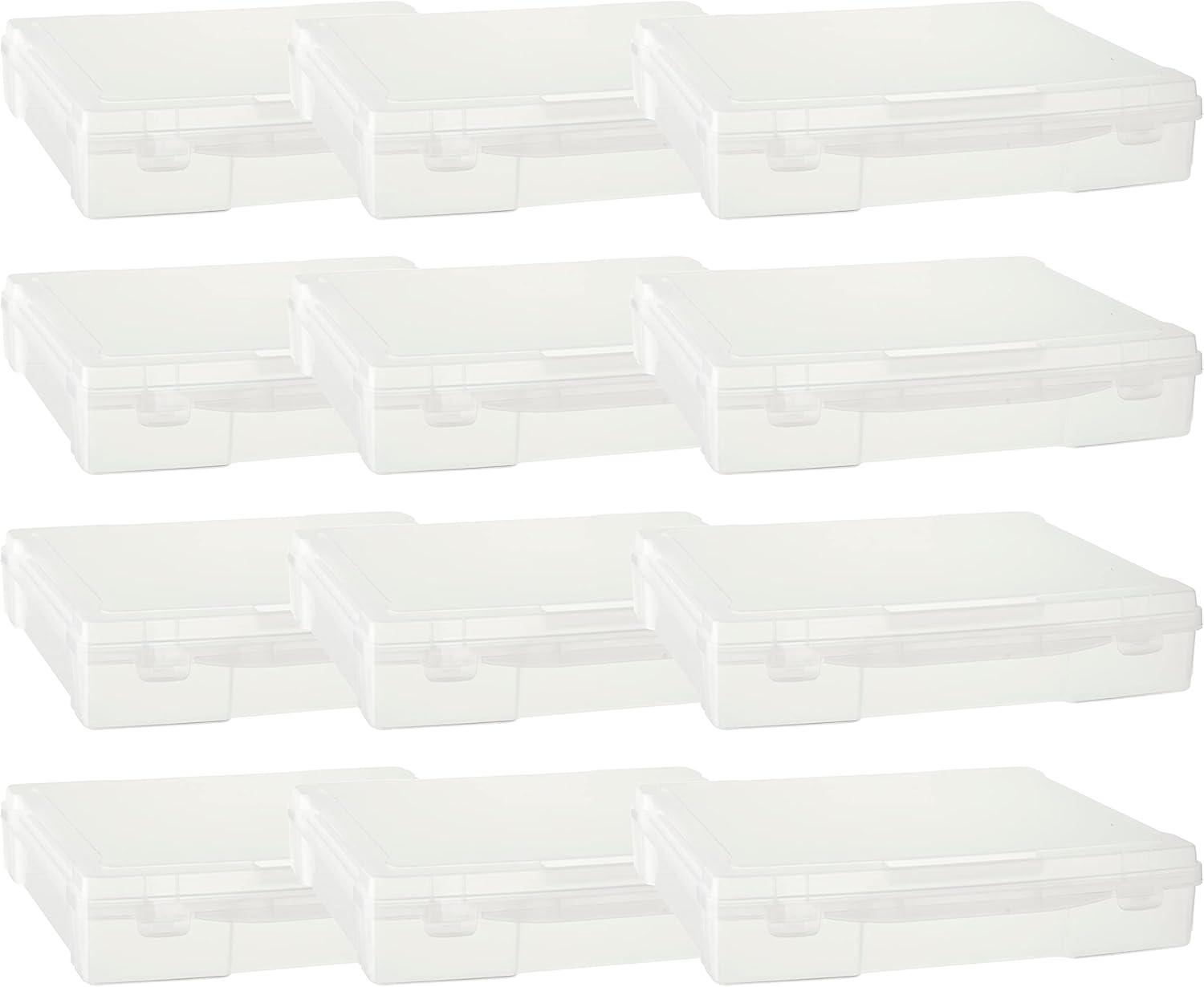 Caja de Almacenamiento de Plástico para Álbumes de Recortes de 12" x 12" de Simply Tidy - Caja Portátil para Documentos - Papeles - Costura - Manualidades - Transparente - Paquete de 12 a Granel