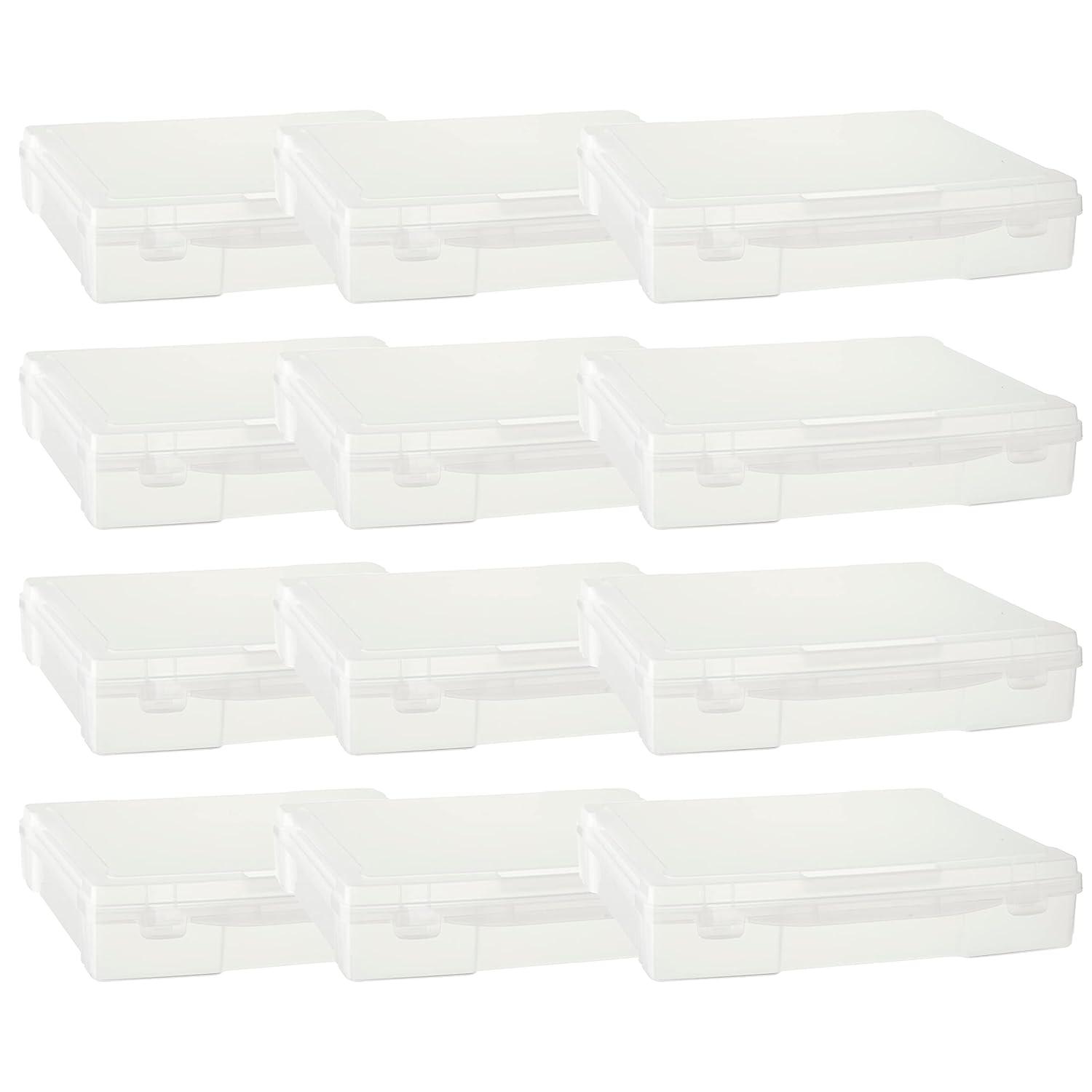 Caja de Almacenamiento de Plástico para Álbumes de Recortes de 12" x 12" de Simply Tidy - Caja Portátil para Documentos - Papeles - Costura - Manualidades - Transparente - Paquete de 12 a Granel