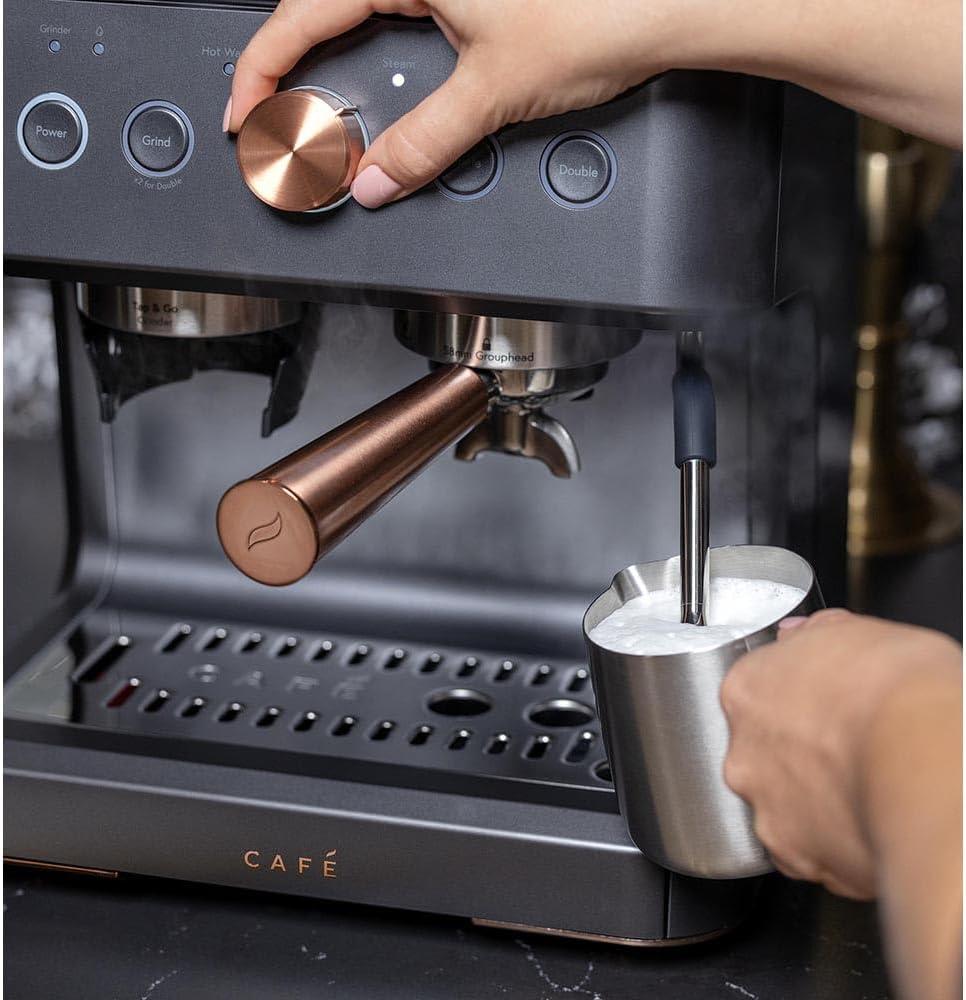 CAFE Bellissimo Semi-Automatic Espresso Machine + Frother Matte Black: GE Appliances, Espresso Maker with Grinder, 2.5L Capacity