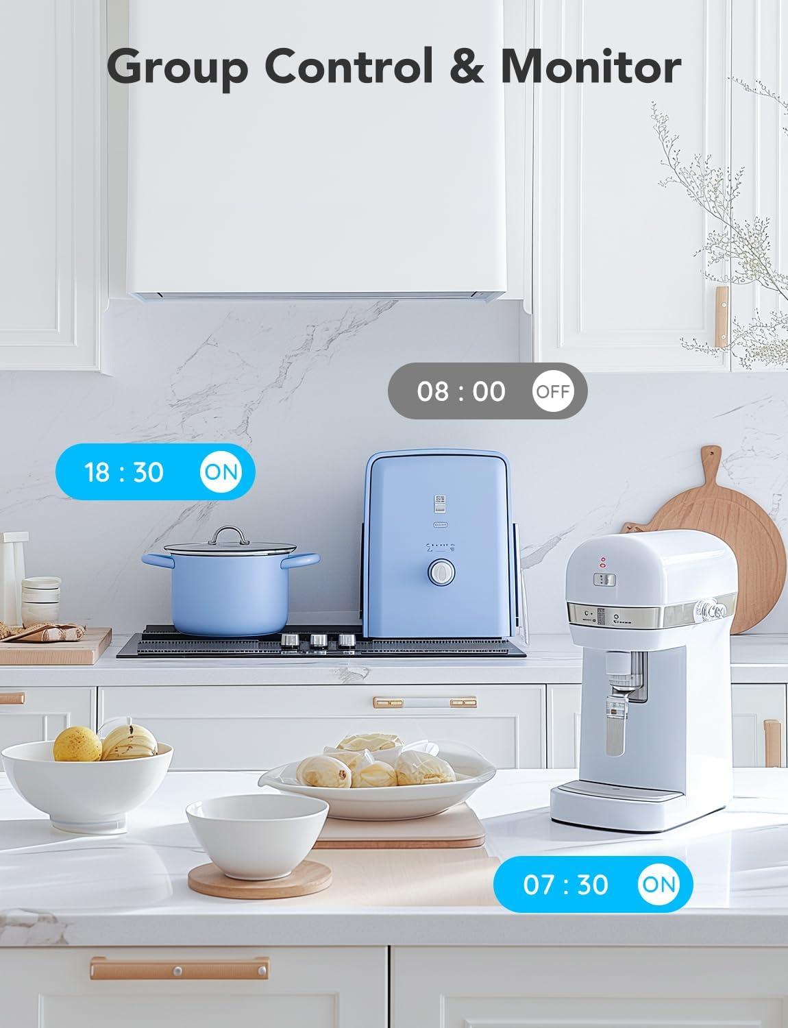 Govee Smart Plug with Energy Monitoring, WiFi Bluetooth Plug Work with Alexa and Google Assistant, 15A Smart Outlets with Timer & Group Controller, No Hub Required, ETL&FCC Certified for Home, 1 Pack