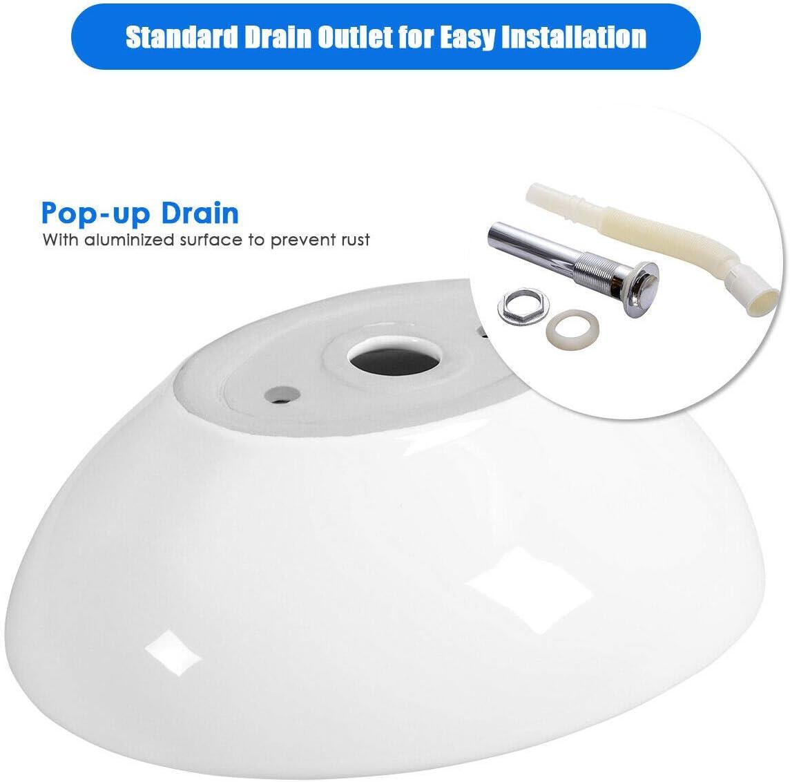 MD Bath 13'' White Ceramic Oval Bathroom Sink