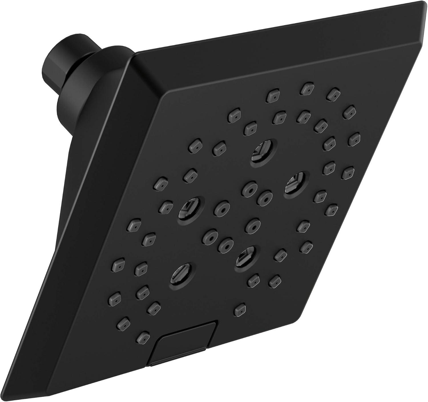 Matte Black Modern Square 5-Setting Raincan Shower Head