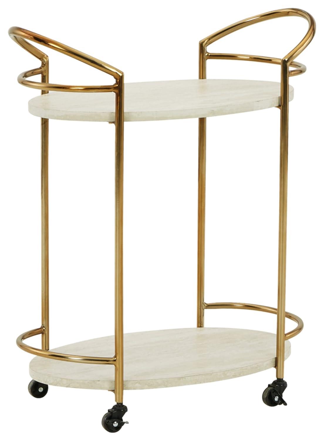Signature Design by Ashley Casual Tarica Bar Cart  Cream/Gold Finish