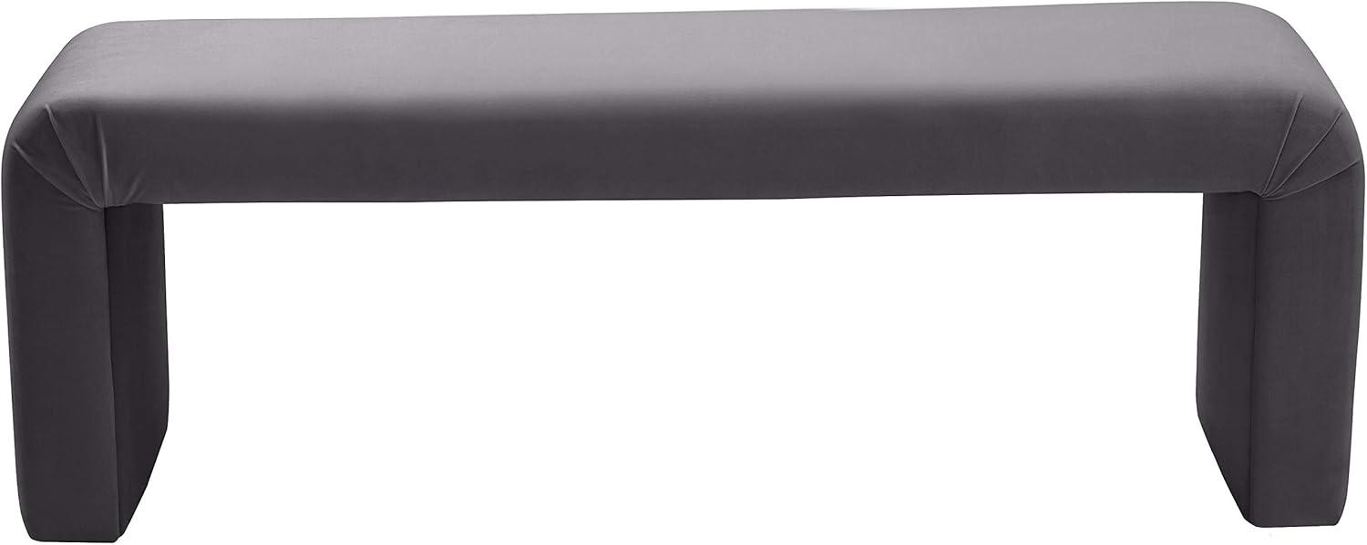 Meridian Furniture Minimalist Gray Velvet Bench