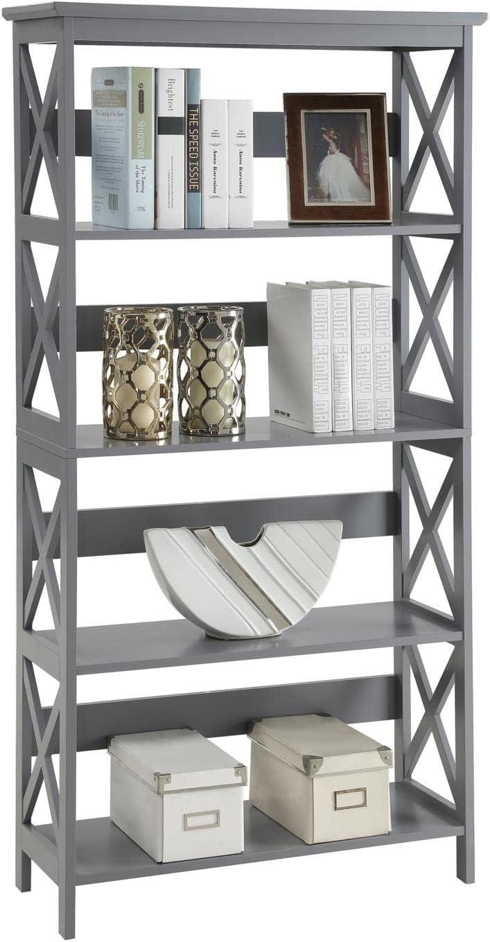 Oxford 5 Tier Bookcase, Gray