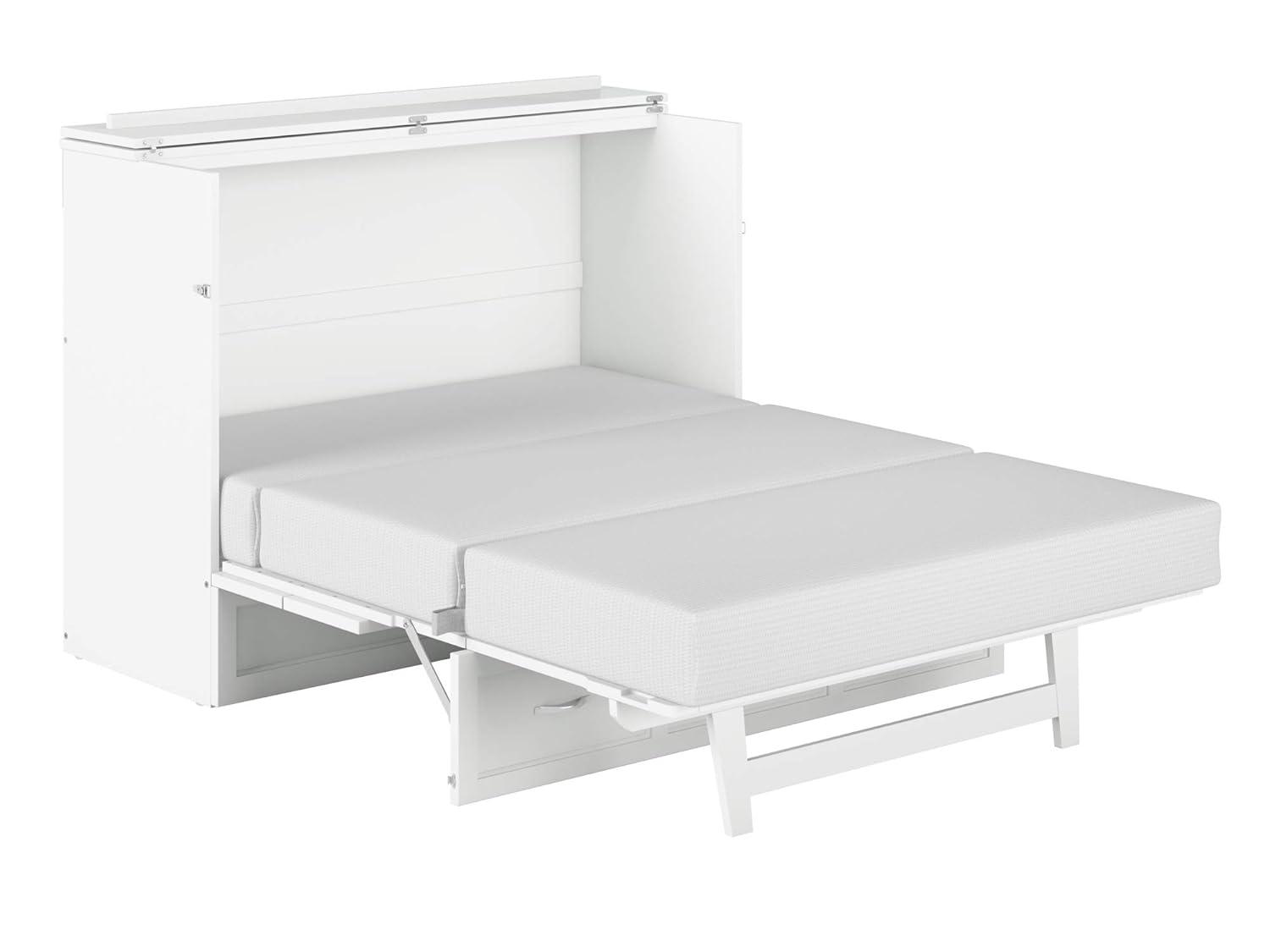 Full Deerfield Murphy Bed Chest USB Turbo Charger White - AFI