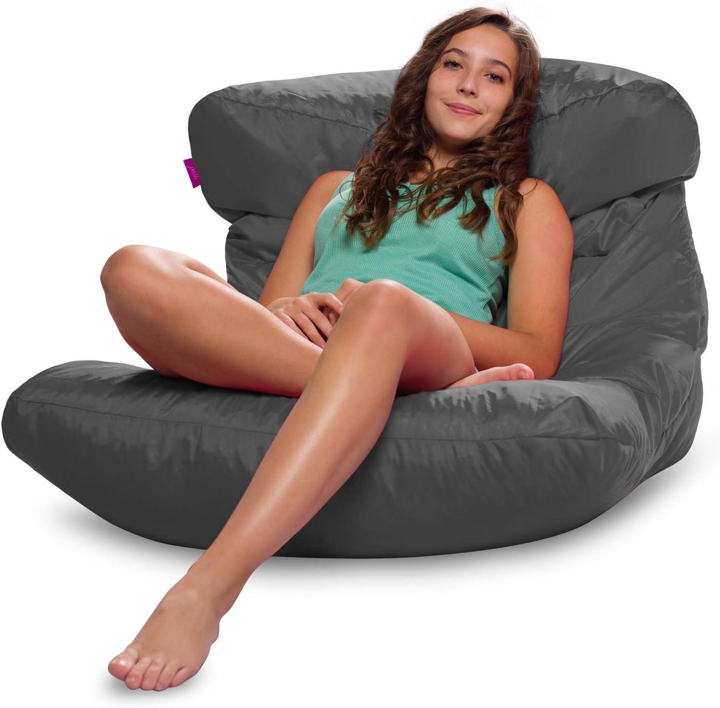 Bean Bag Chair Lounger Structured Seat for Kids, Teens and Adults, Comfy Chair for Gaming, Reading and Watching TV, Laguna Lounger, Multiple Colors and Fabrics