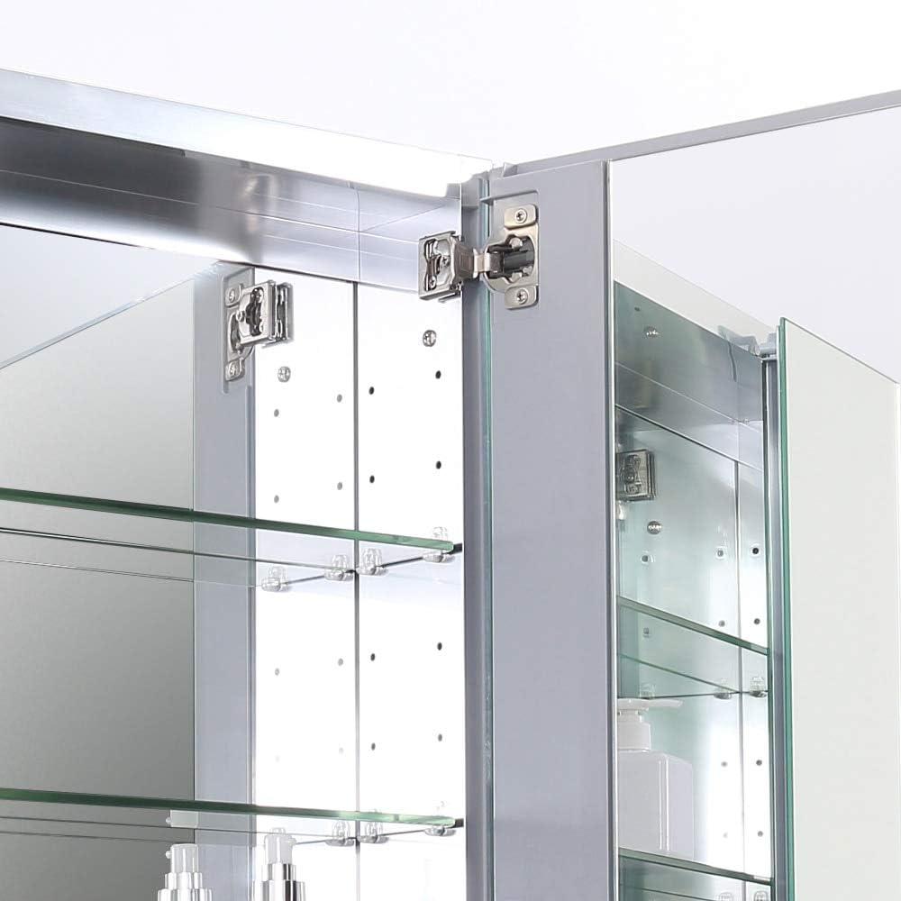Senza Recessed/Surface Mount Rectangular Frameless Bathroom Medicine Cabinet