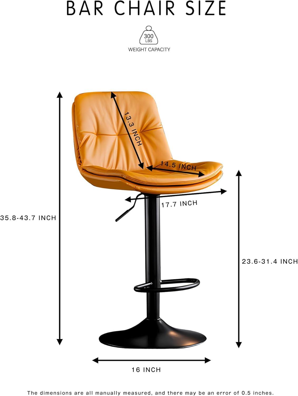 Bar Stools Set of 2, Adjustable Swivel Bar Chairs with 360° Rotation, Padded Counter Stools with Back and Footrest for Kitchen Island, Bistro, Cafe, and Home Use Black2