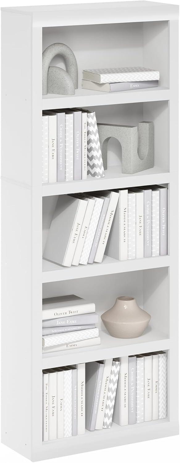 Furinno Rail 5-Tier Open Shelf Bookcase, White