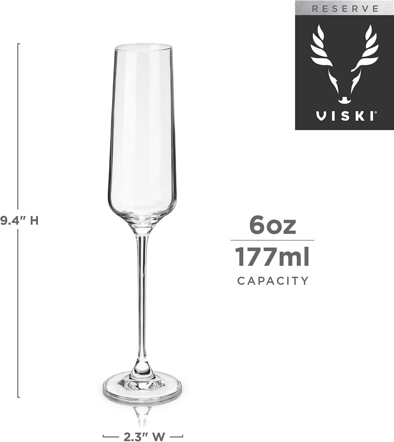 Viski European Lead-Free Crystal Champagne Flutes Set of 4