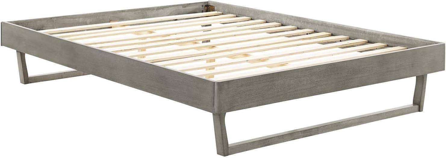 Modway Billie Full Wood Platform Bed Frame in Gray