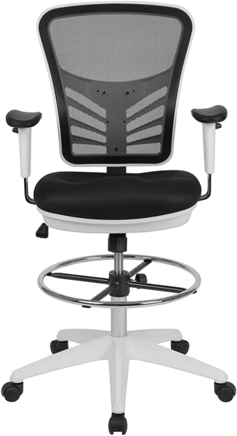 Flash Furniture Mid-Back Mesh Ergonomic Drafting Chair with Adjustable Chrome Foot Ring, Adjustable Arms